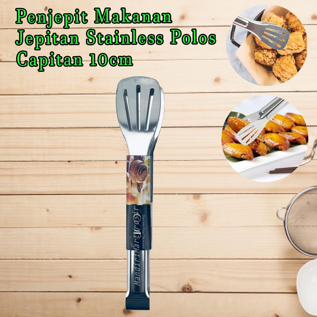 Jepitan Stainless Polos *Penjepit Makanan * 10cm