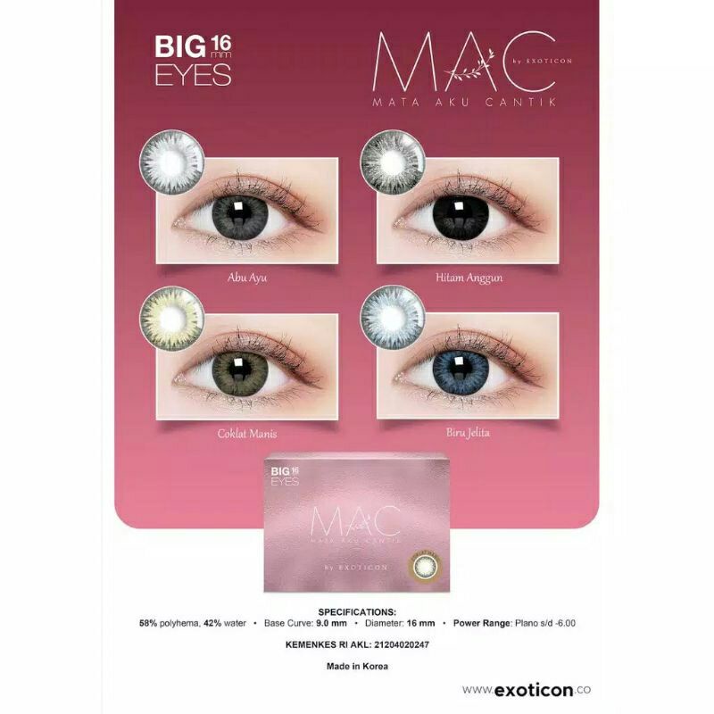 SOFTLENS X2 MAC (Mata Aku Cantik) NORMAL & MINUS