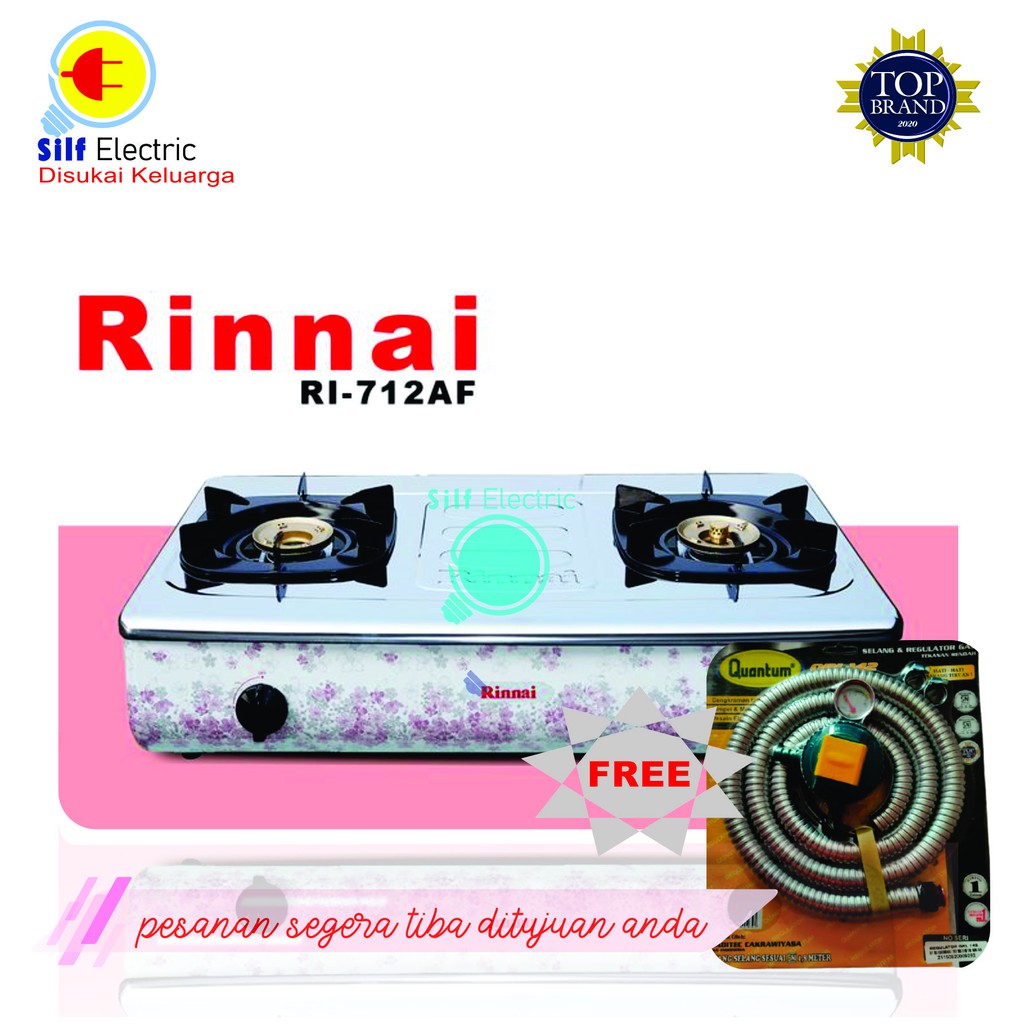 Kompor Rinnai RI-712AF - Kompor Gas 2 Tungku kompor gas Rinnai - Free Selang Regulator Quantum