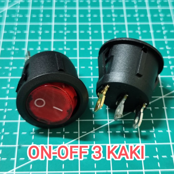 Rocker Switch-Saklar Switch Bulat On-Off 3 Pin with Lamp