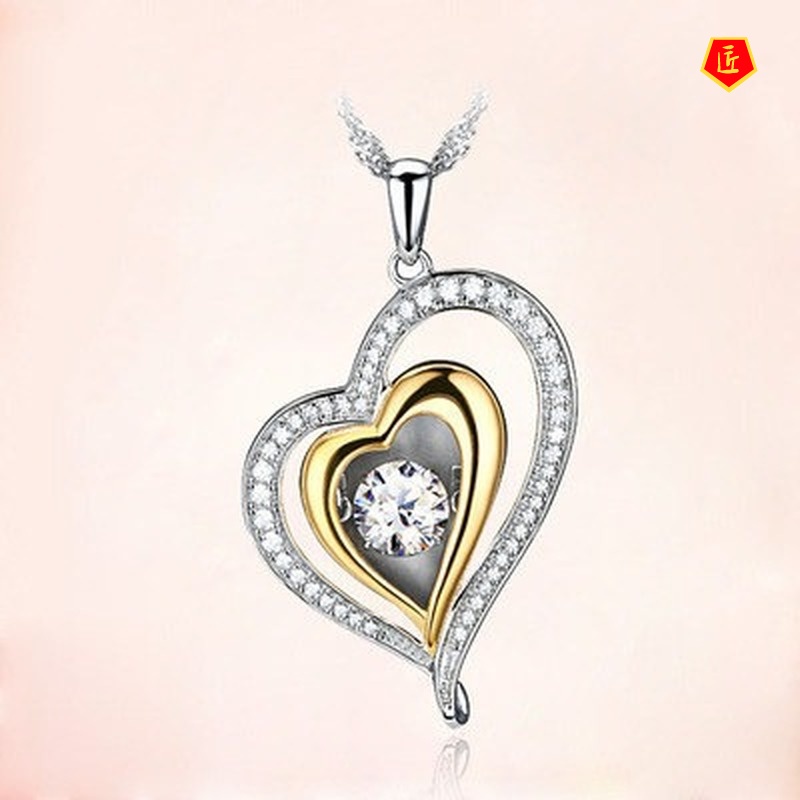 [Ready Stock]Elegant Heart-Shaped Lady Zircon Pendant Korean Style Fashion