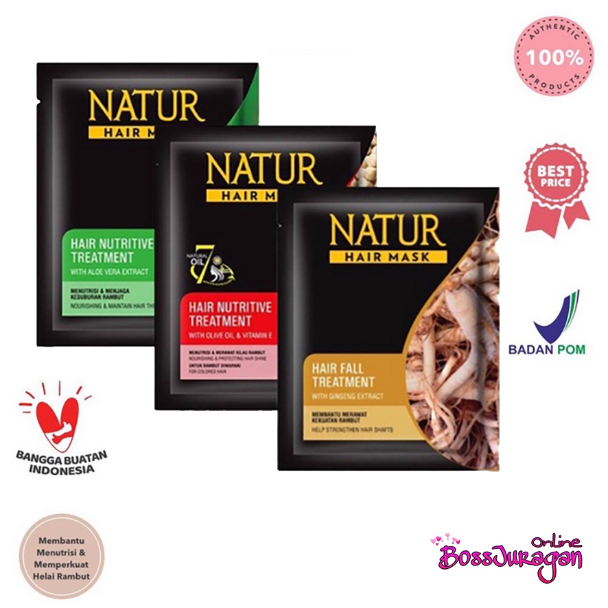 (BOSS) NATUR Hair Mask Hair Nutrive Treatment - Ginseng Extract | Aloe Vera Extract | Olive Oil &amp; Vitamin E