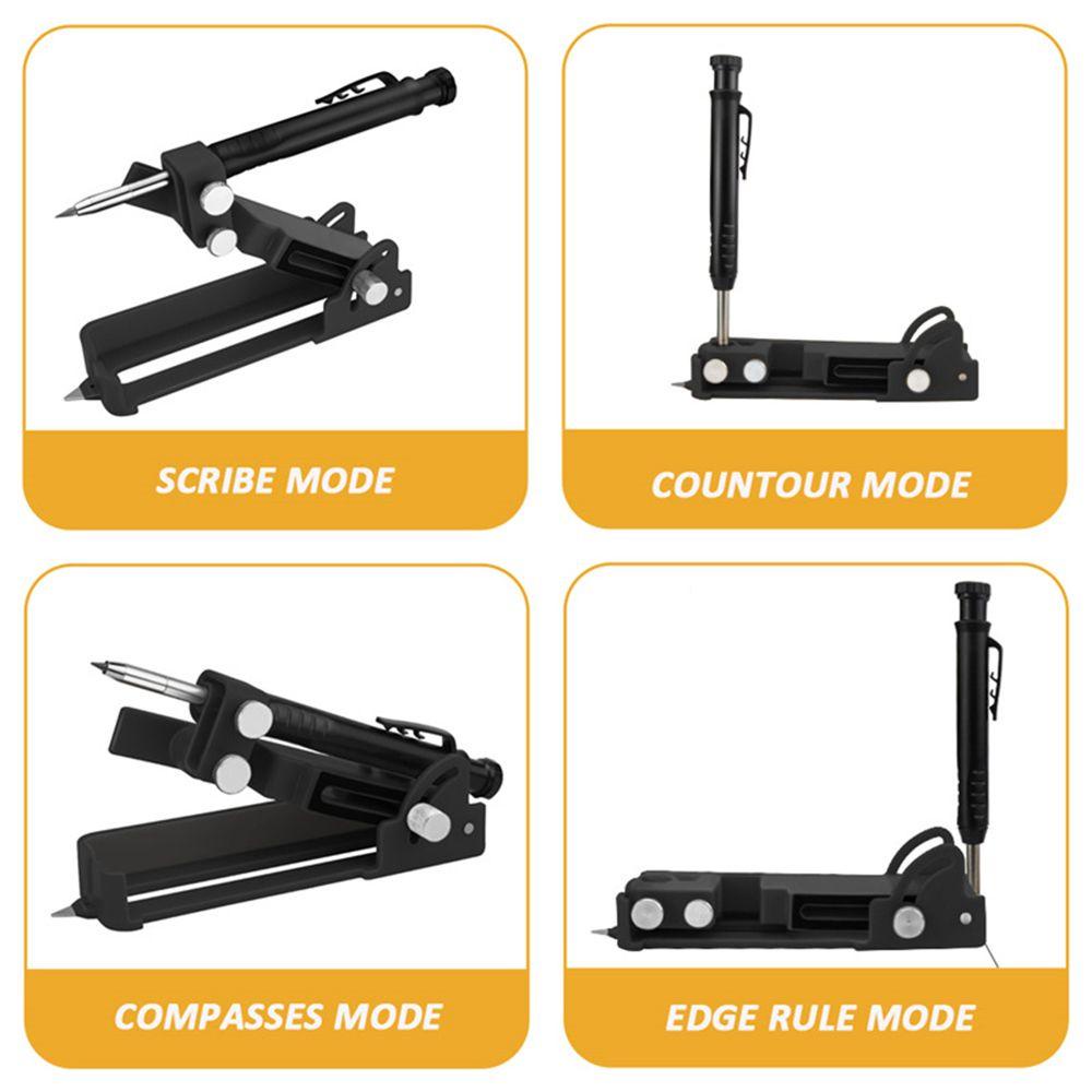 POPULAR Populer Alat Coret Multifungsi DIY Alat Ukur Scribe Tool Woodworking Scribe Gauge Garis Besar Lingkaran Profil Penggaris Coret