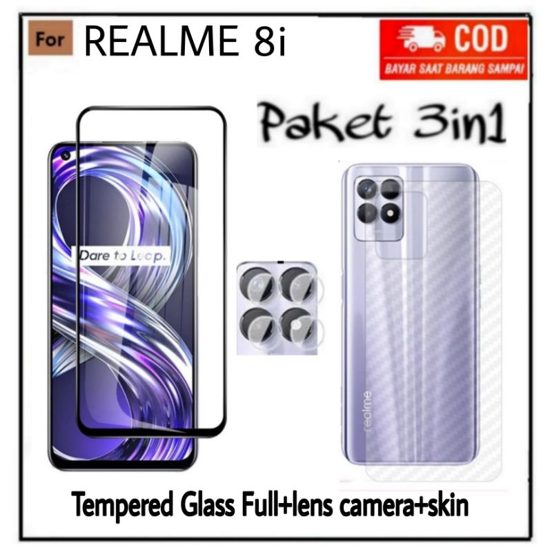 PAKET 3IN1 Ceramic Privacy Realme 8i 8 8 Pro 9 9 Pro Plus 7i C17 9i 5 5i Anti Gores Kaca Full Layar+lens kamera+Skin