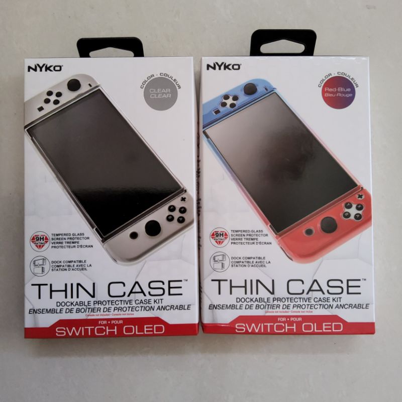 Nyko Thin Case Nintendo Switch OLED Dockable Neon / Clear Casing + Antigores