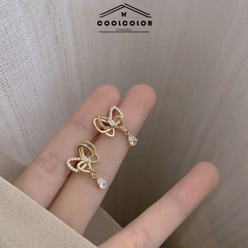 COD✨1 pasang Anting Stud Kristal Busur Korea Kupu-Kupu Tidak Ada Karat Aan Tidak  Fashion Murah Impor Aksesoris 2022 Terbaru Hadiah Ulang