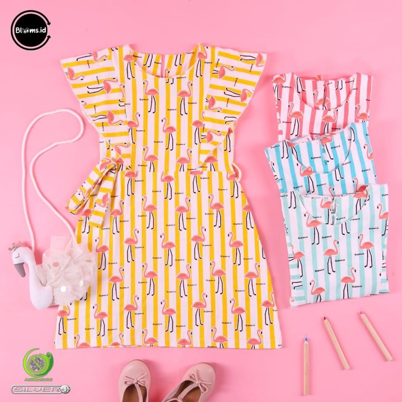 DRESS RUFFLE SET FLAMINGO BLOOMS USIA 2-10TAHUN