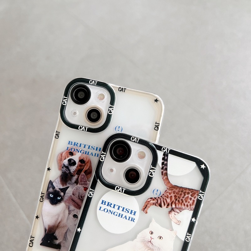 Soft Case Pelindung Lensa Anti Jatuh Motif Hewan Kucing Untuk iPhone 12 13 Pro MAX 11 X XR XS MAX 7 8 Plus