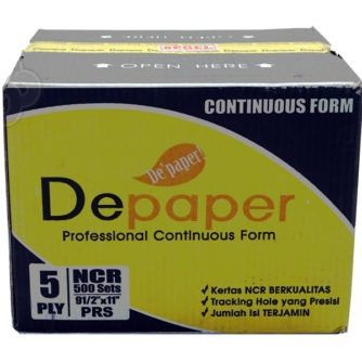 

5 Ply : 2 Prs Warna Kertas Continuous Form Depaper 9 1/2 x 11