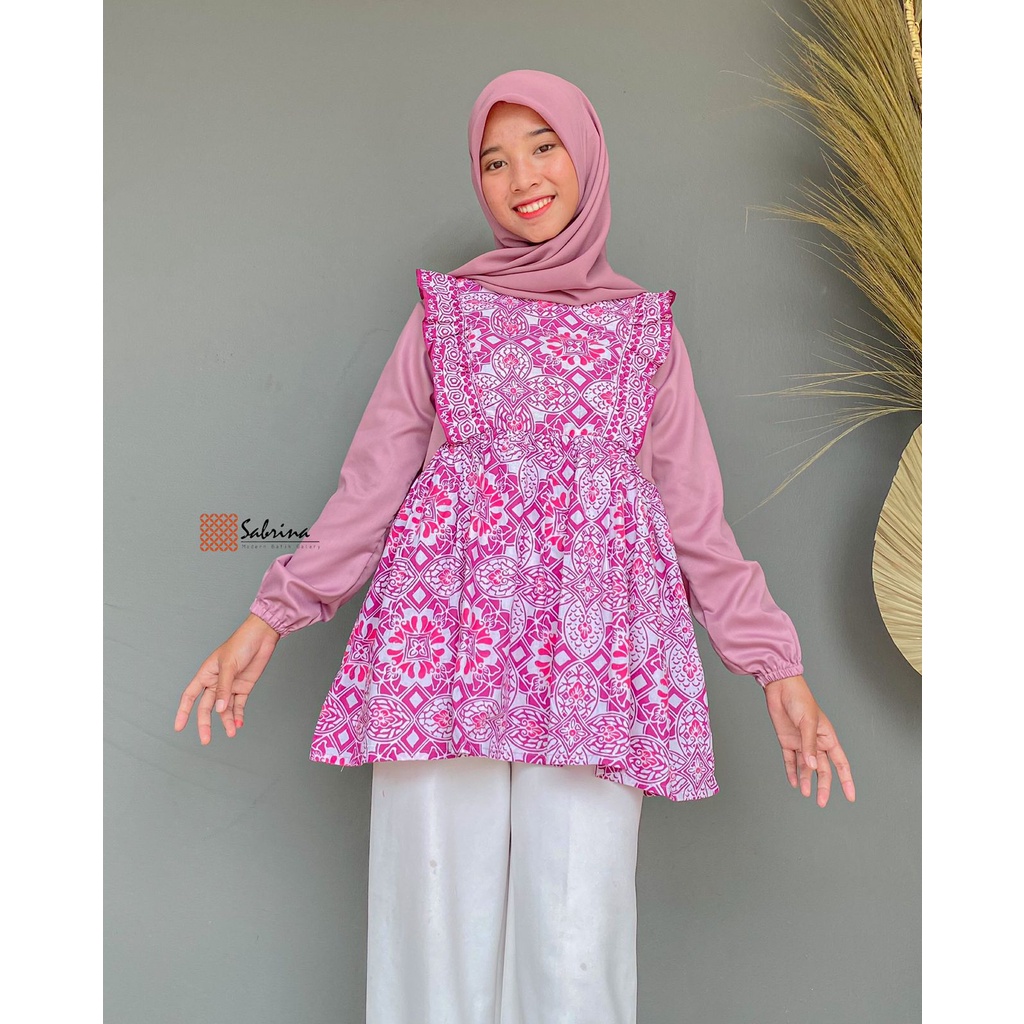 BLOUSE BATIK MESHWA Atasan Batik Kerja Kantor Wanita Cap Pekalongan Cantik Kekinian Modern Modis Fanta Fuschia Magenta