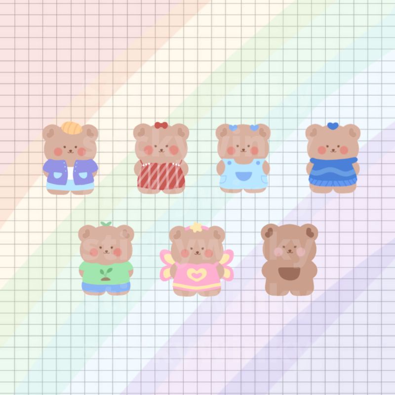 

[ggupii.co] 7 pcs bear sticker set