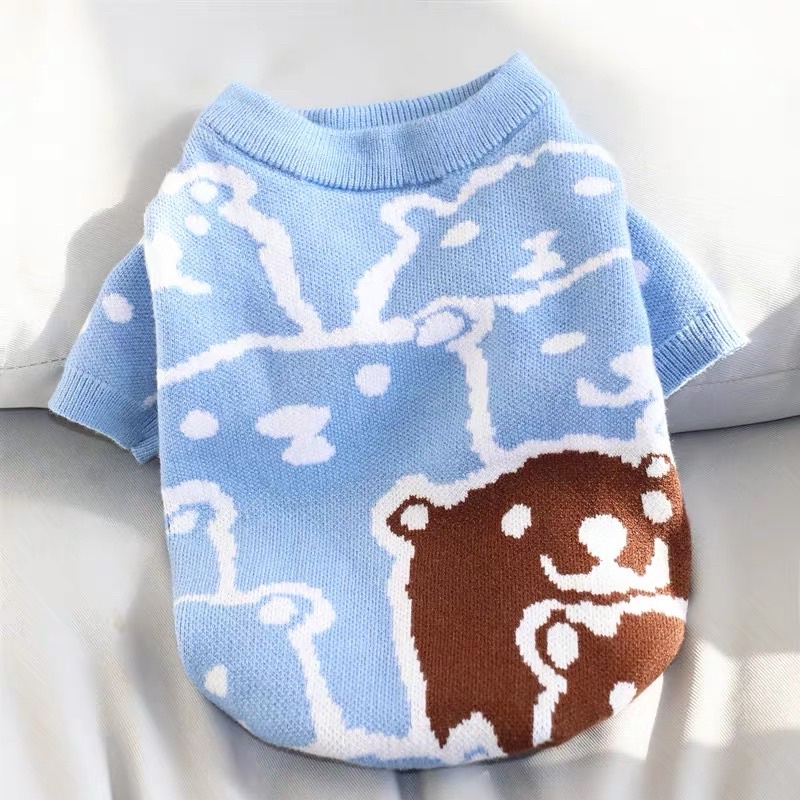 Orange &amp; Blue Bear Knit Top for Cat Dog Baju Anjing Kucing Lucu