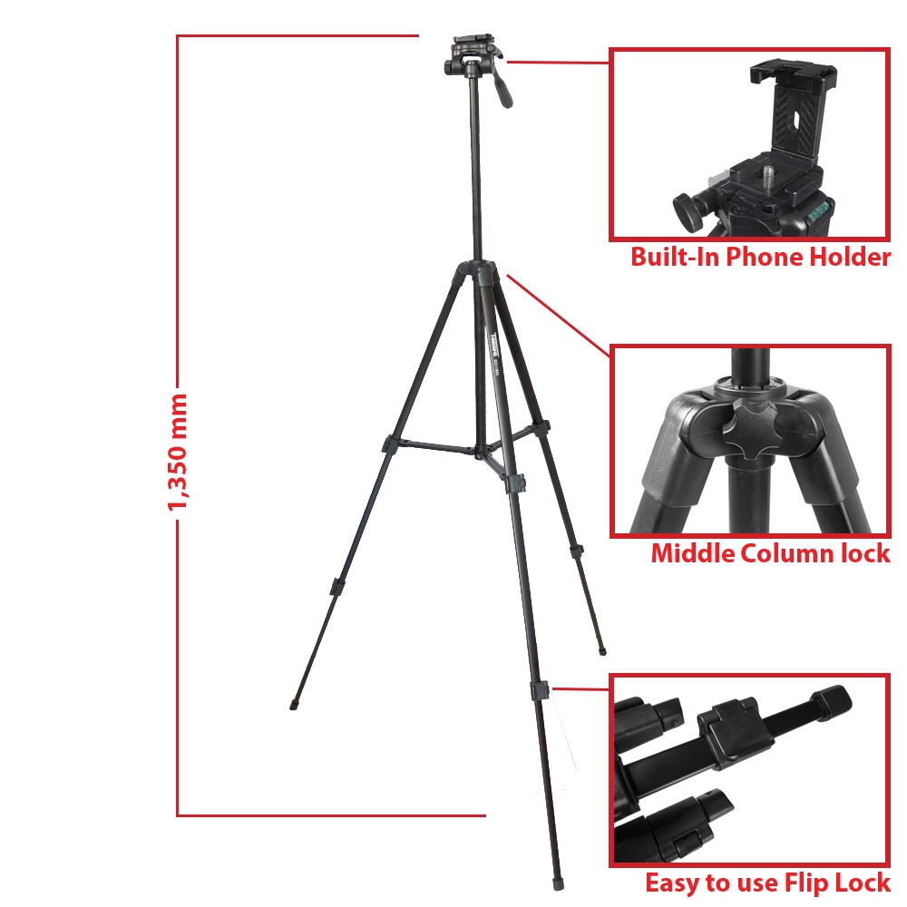 TAKARA ECO-183A, Tripod untuk kamera HP DSLR + HP Holder-3