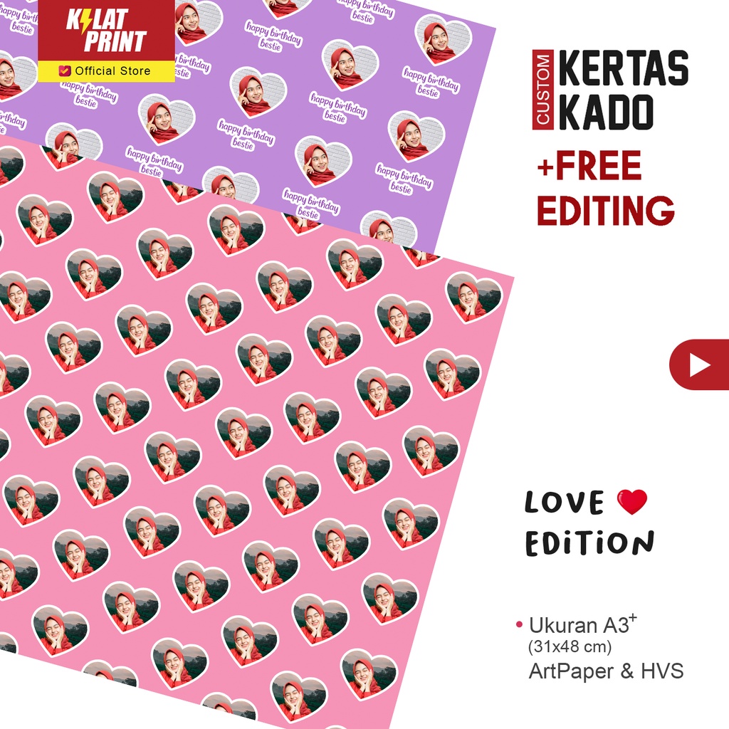 KERTAS KADO CUSTOM AESTHETIC LOVE EDITION