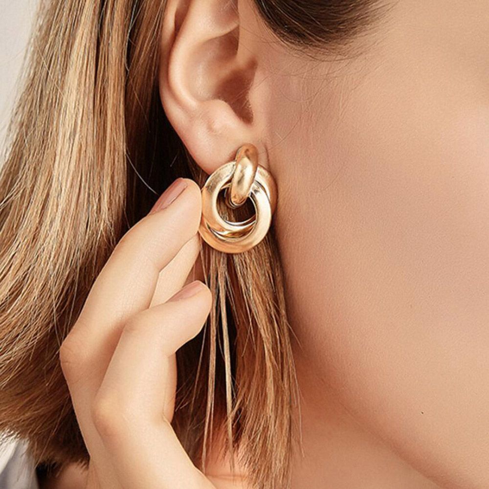 Needway  Gift Drop Earrings For Women Fashion Accessories Stud Earrings Trendy Party Wedding Silver Gold Color Geometric Simple Jewelry/Multicolor