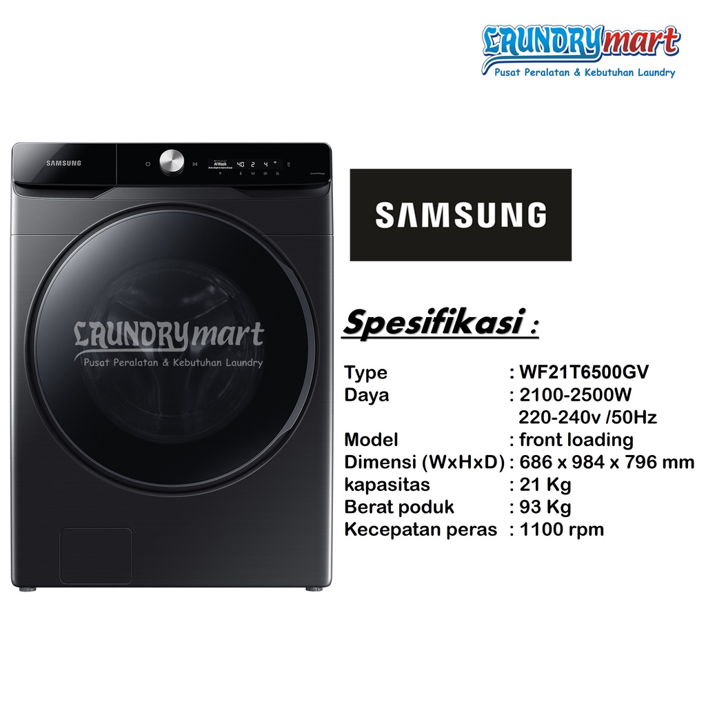 WASHER / MESIN CUCI / MESIN CUCI LAUNDRY SAMSUNG FRONT LOADING KAP 21KG WIFI REMOTE WF21T6500GT