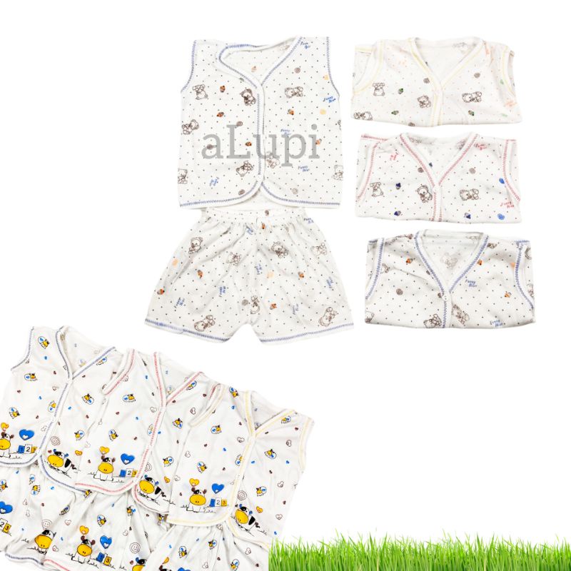 SETELAN SATU SET PIYAMA BAJU LENGAN BUNTUNG CELANA PENDEK BAYI BABY BARU LAHIR CEWEK COWOK NEWBORN