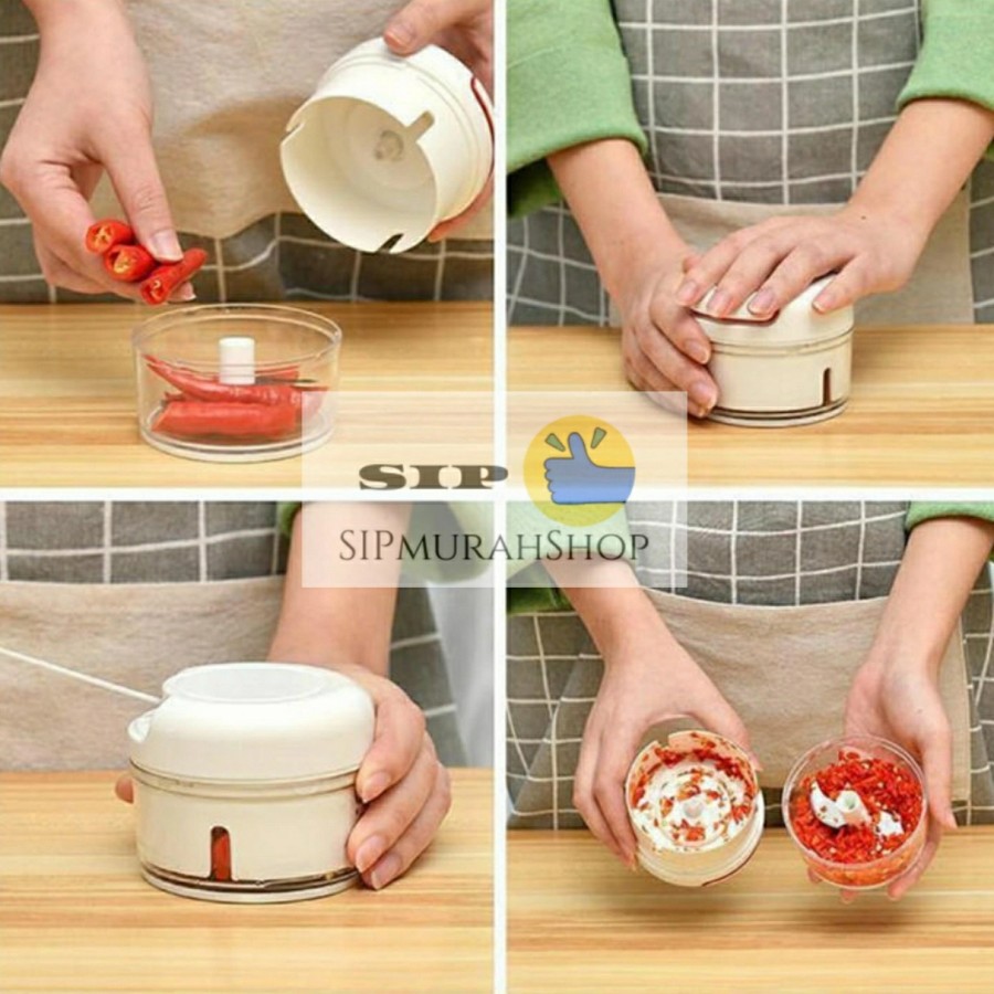 (COD) Penghalus Daging Pencincang Bumbu Hand Blender Portable Manual Speedy Chopper Mini