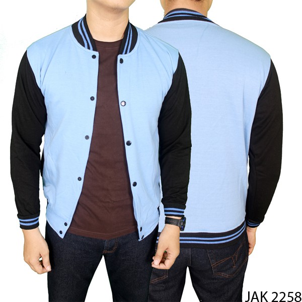 Jaket Pria Keren Modis Fleece Biru Muda – JAK 2258