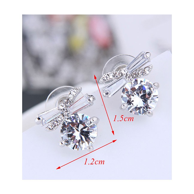 LRC Anting Tusuk Fashion Silver 925 Silver Needle Butterfly Zircon Earrings A58334