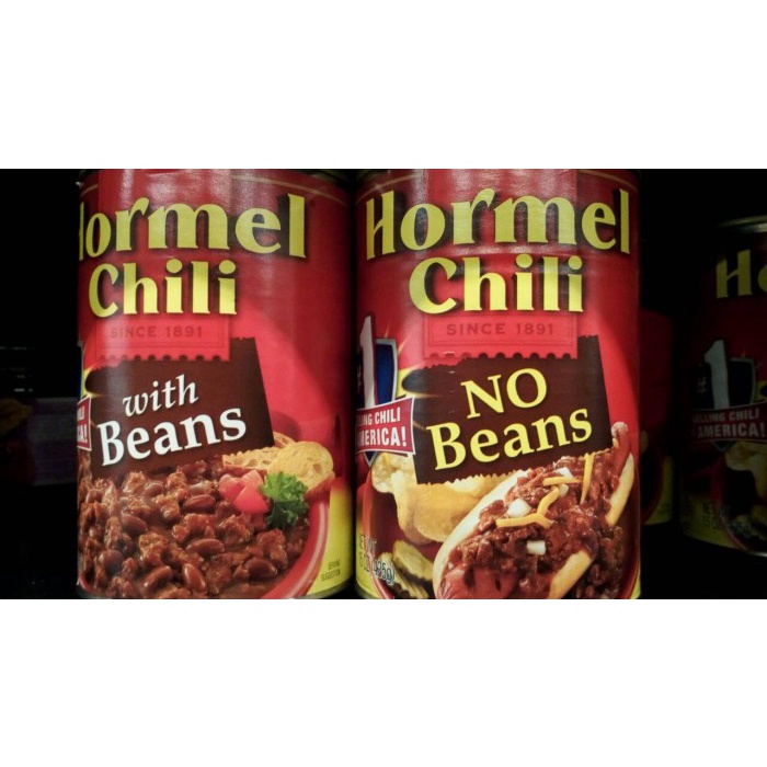 

HORMEL CHILI NO BEANS & WITH BEANS