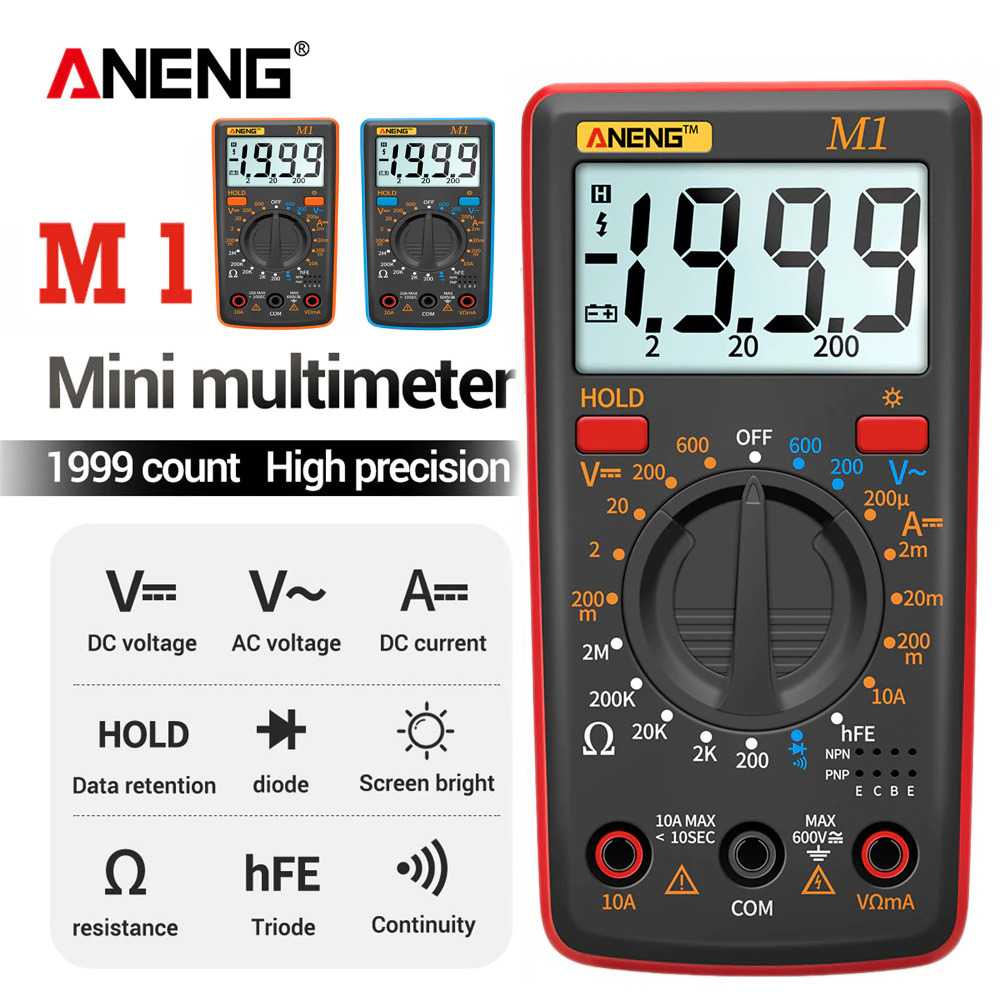 Digital Multimeter Voltage Tester Current Resistance LCD Digital Multi Meter Pengukur Arus Listrik Desain Portable