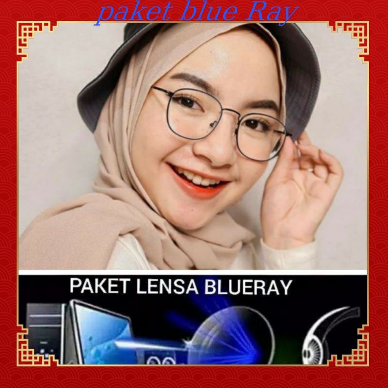 Frame kacamata + Lensa blueray/lensa minus/frame oval