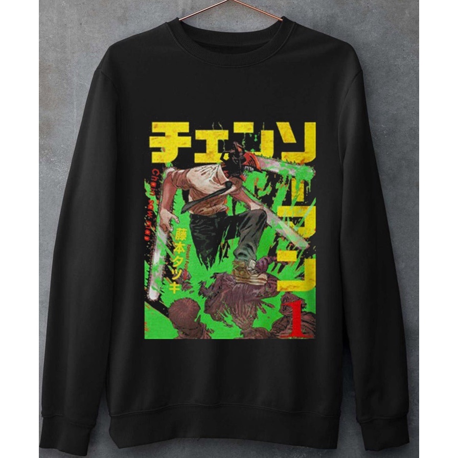 Crewneck Denji The Chainsaw Man Black Anime Manga Premium Unisex