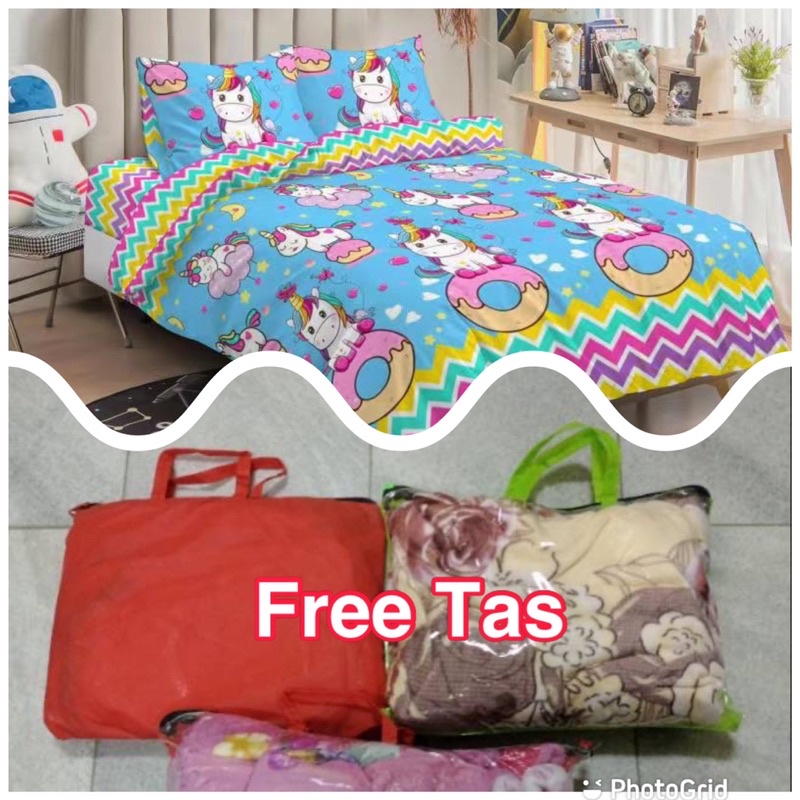 Selimut Bulu Super Halus Dan Lembut Uk 140x200 Motif Karakter Free Tas