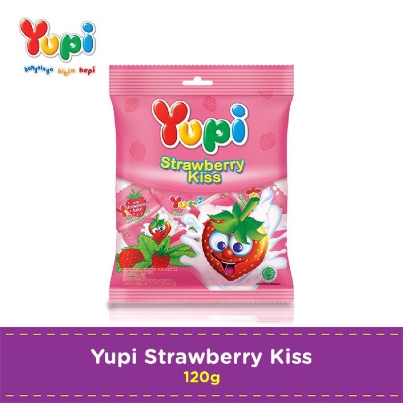 

Yupi Strawberry Kiss - Permen Yupi Stroberi Kiss Kemasan Pack 120 gram