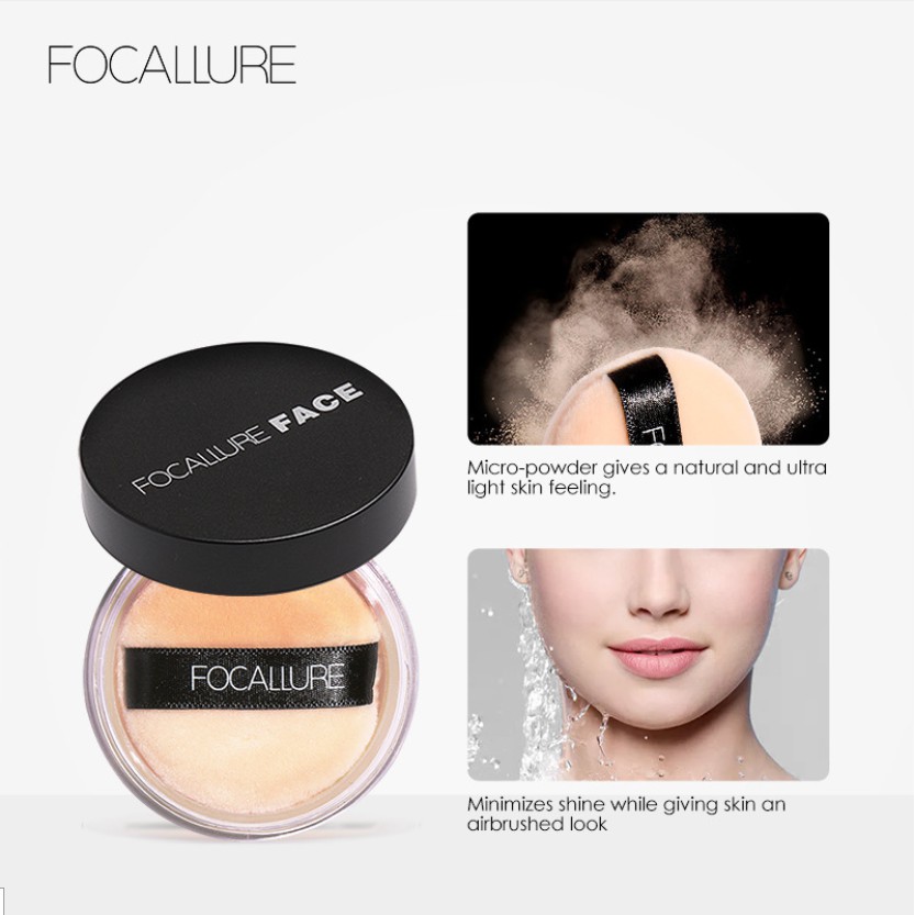 [ORI BPOM] FOCALLURE Super Fine Loose Powder | Bedak Tabur Oil-Control Waterproof dengan 3 Pilihan Warna | Loose Setting Powder | Natural Compact Powder 3 Colours FA15