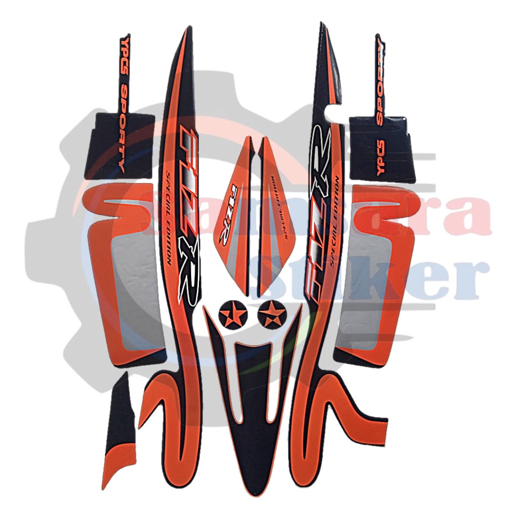 stiker striping motor yamaha f1zr calte edition hitam-orange