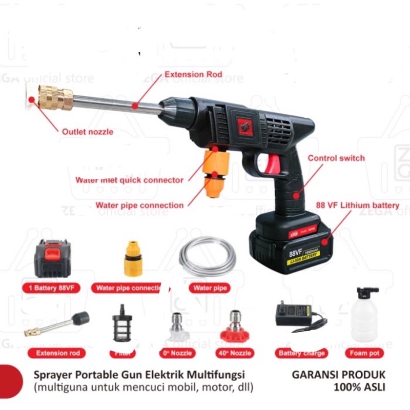 Sprayer Gun alat cuci mobil portable (hardcase)