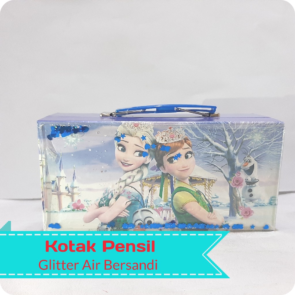 Kotak Pensil Air Glitter Kode Sandi 3 Tingkat-Frozen