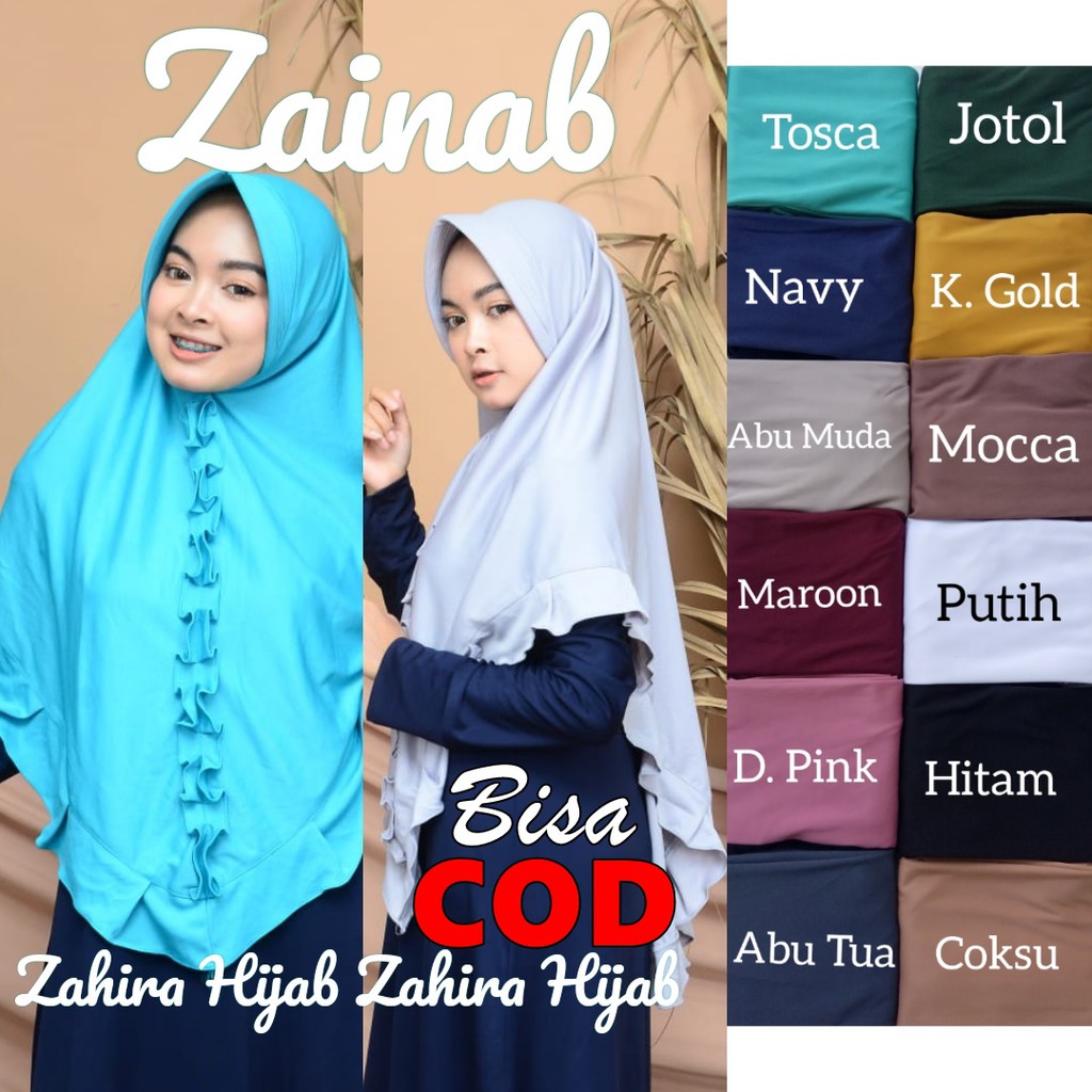 Jilbab Renda Rempel Jumbo ZAINAB Kerudung Bergo Instan Hijab Instant