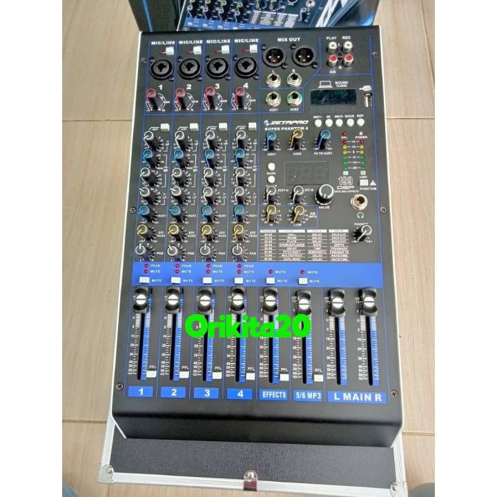 Mixer Zetapro Super Phantom 4 Mixer Audio 4 Channel USB Recording