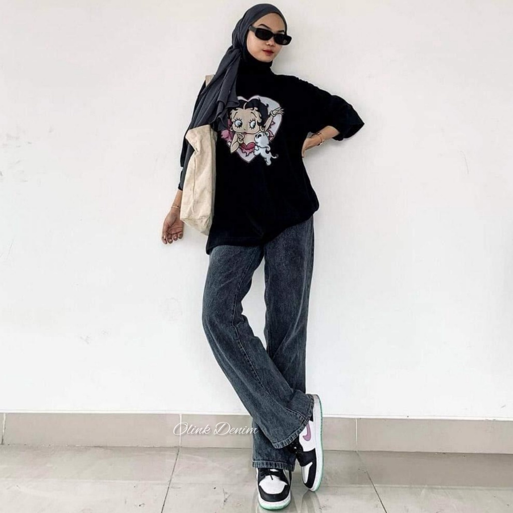 Celana Kulot Jeans Wanita Highwaist panjang kekinian