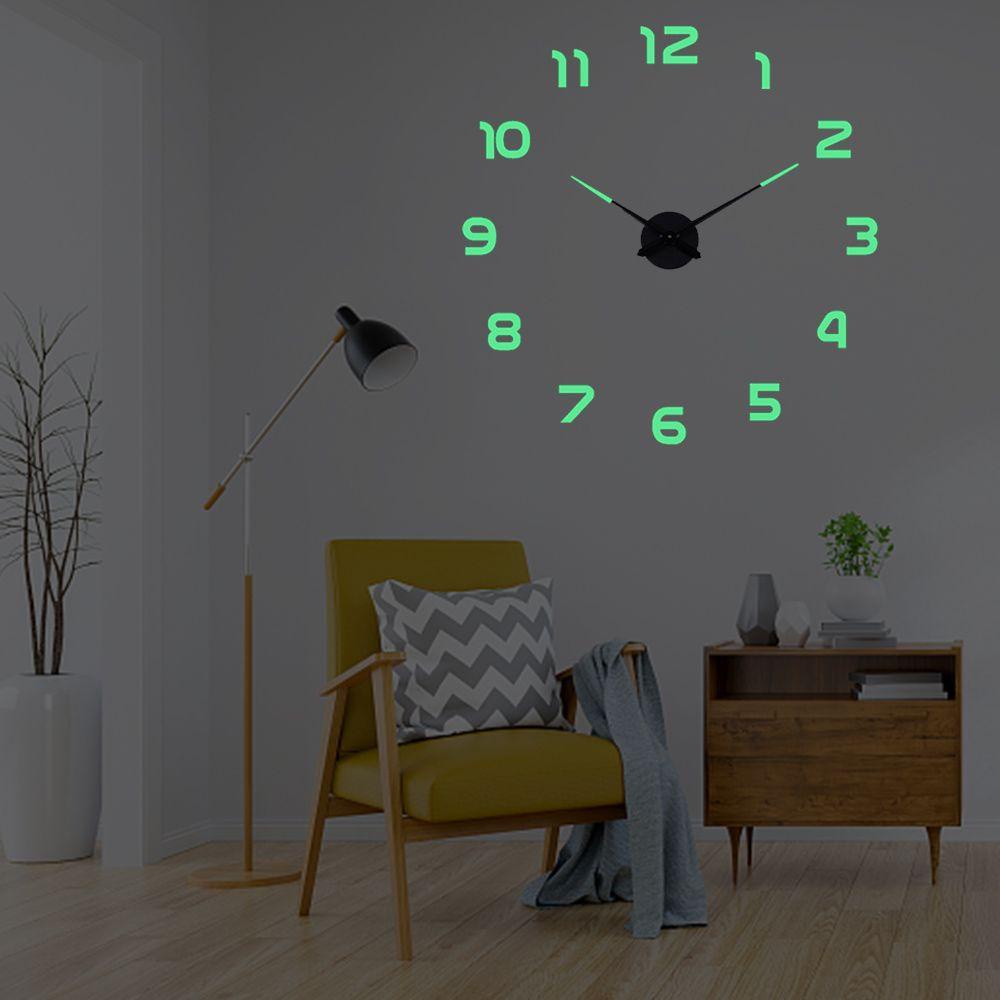 Top Wall Clock DIY Sederhana 3D Luminous Akrilik Jam Stiker Dinding