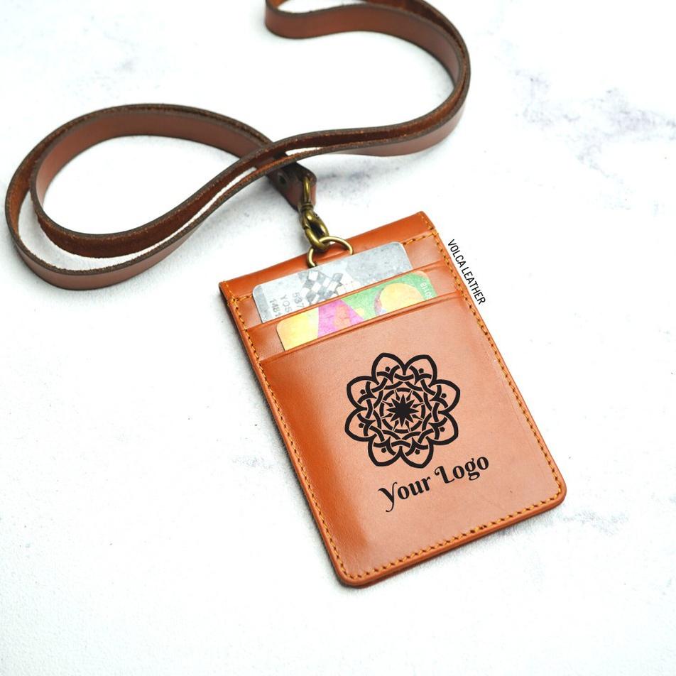 

[KODE PJ7AJ] Volca Leather Id Card Holder Flip Magnet - Light Brown