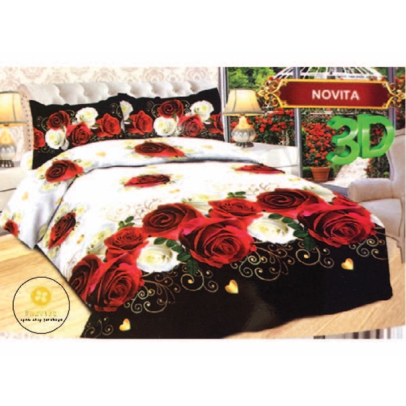 Sprei BONITA Motif Terbaru BUNGA 3D Disperse (BISA COD) Blue Rose, Revanda, Elvina, Bianca, Nancy, Novita