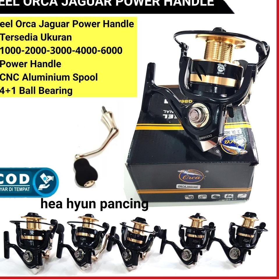 Keluaran Terbaru.. Reel ORCA JAGUAR POWER HANDLE 1000 , 2000 , 3000 , 4000 - 6000 4 + 1 Ball Bearing