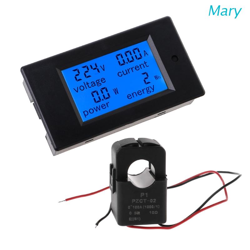 Mary Power Meter PZEM-061 AC 80-260V 100A Dengan Split CT