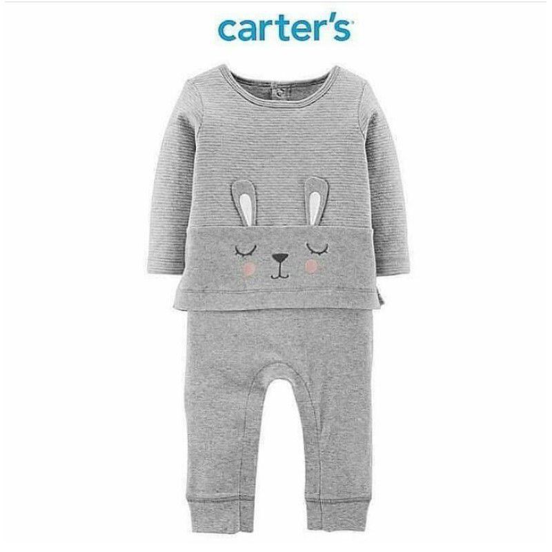 Carter's - Jumpsuit Anak Bayi Laki Perempuan | Size 3, 6, 18, 24 bulan-Grey Bunny 🐰