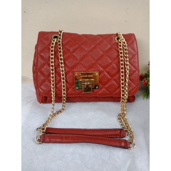 MICHAEL KORS SLOAN RED MEDIUM SHOULDER /SLING,  MK ORIGINAL,  MK SLOAN ORIGINAL , PRELOVED MK ORI,  