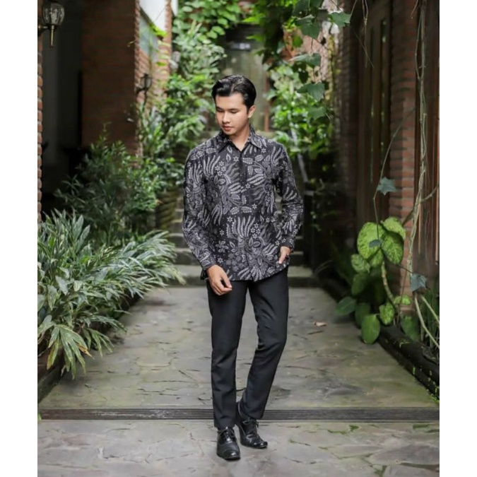 BATIK EXPRESS Kemeja Batik Pria Modern Lengan Panjang Casual Modis Slim Fit Trendy Masa Kini ALL