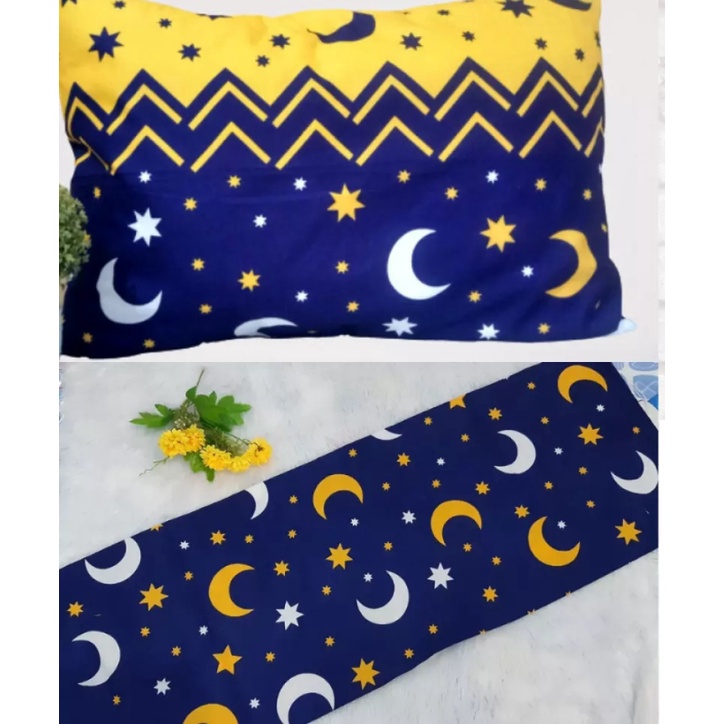 SARUNG BANTAL DAN SARUNG GULING KARAKTER MOTIF MONSTAR (BULAN &amp; BINTANG) UKURAN JUMBO