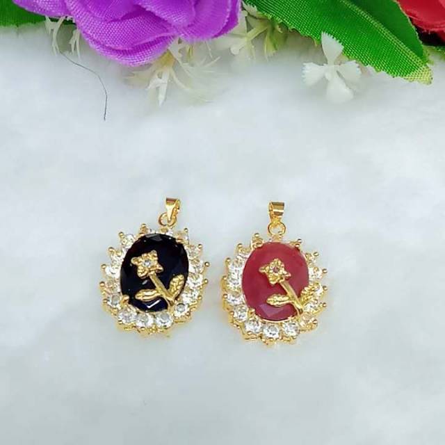 Liontin mata Hitam &amp; Merah lapis emas 24k