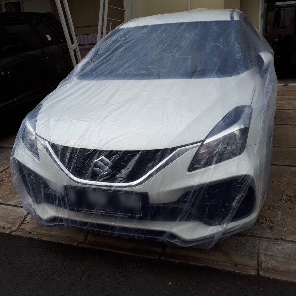 Cover Mobil Baleno Hatchback Plastik Transparan PE Waterproof