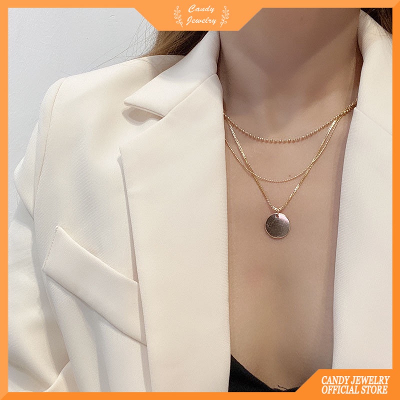 Kalung Rantai Multilayer Gaya Hip Hop Untuk Wanita