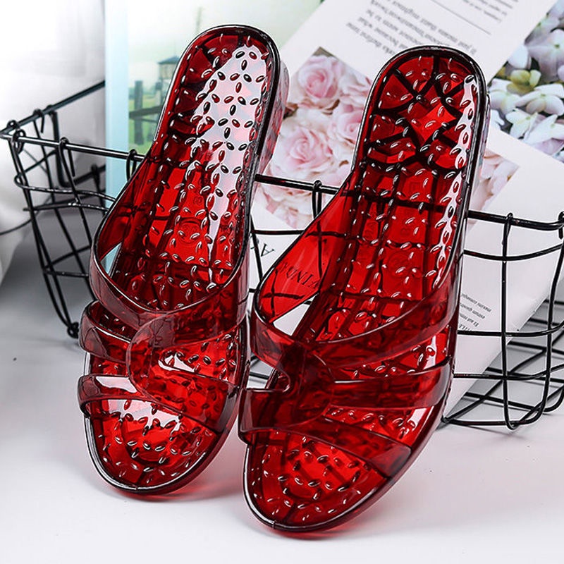 Musim Panas Sepatu Wanita Transparan Sepatu Dangkal Peep Toe Jelly Sepatu Wanita Sandal 2021 Fashion